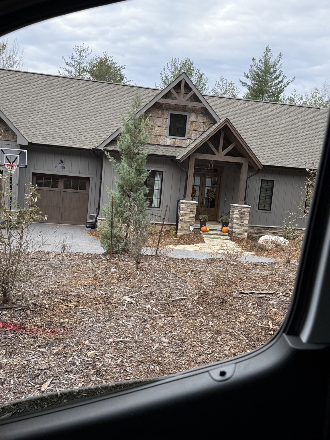 Exterior entry of a home with timber porch details