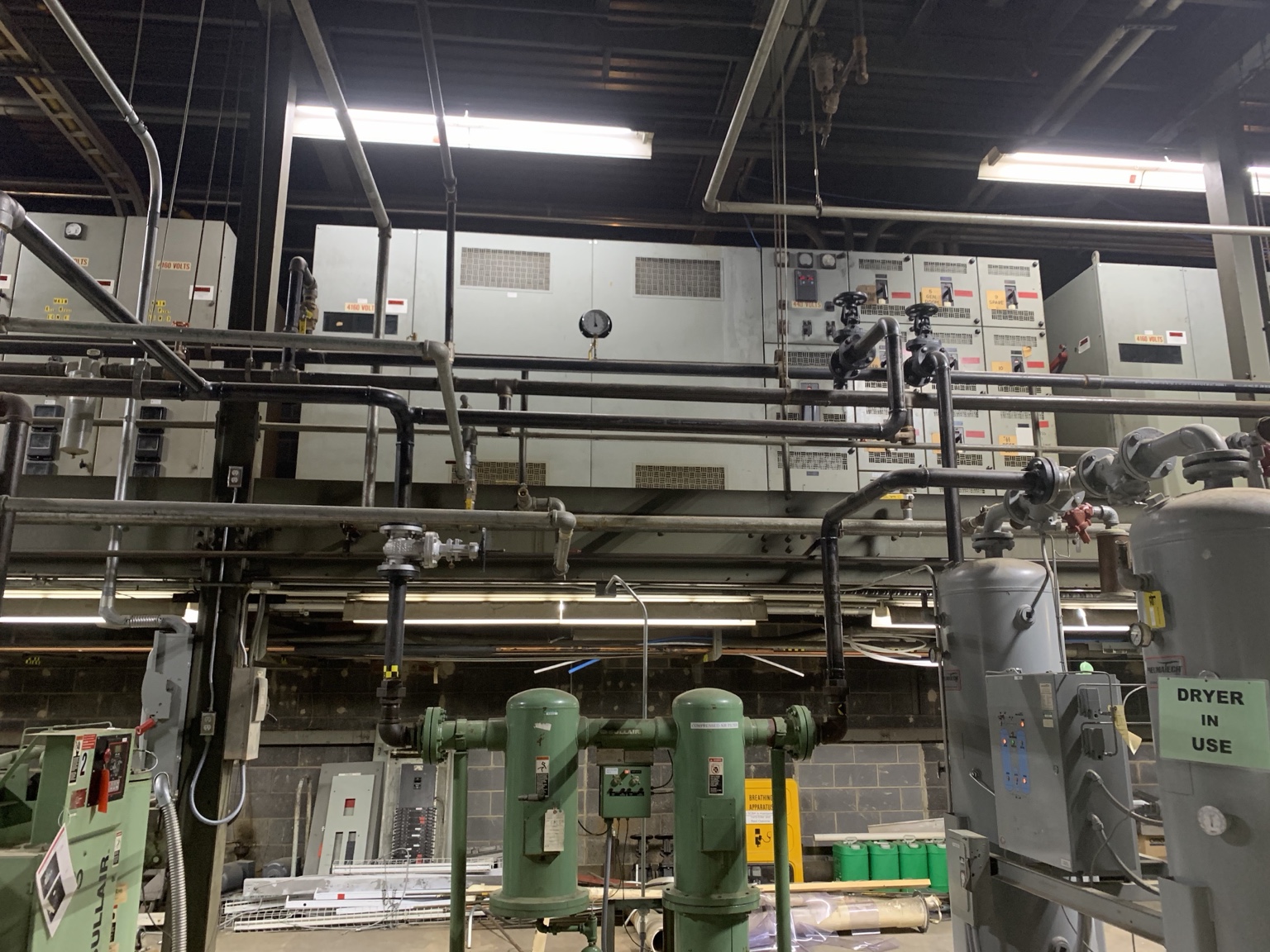 Electrical control equipment and machinery inside an industrial plant